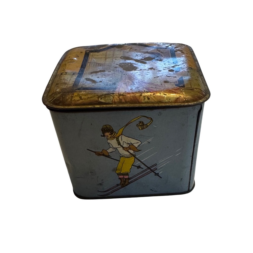 Vintage 1920s Art Deco Decorative Metal Tin